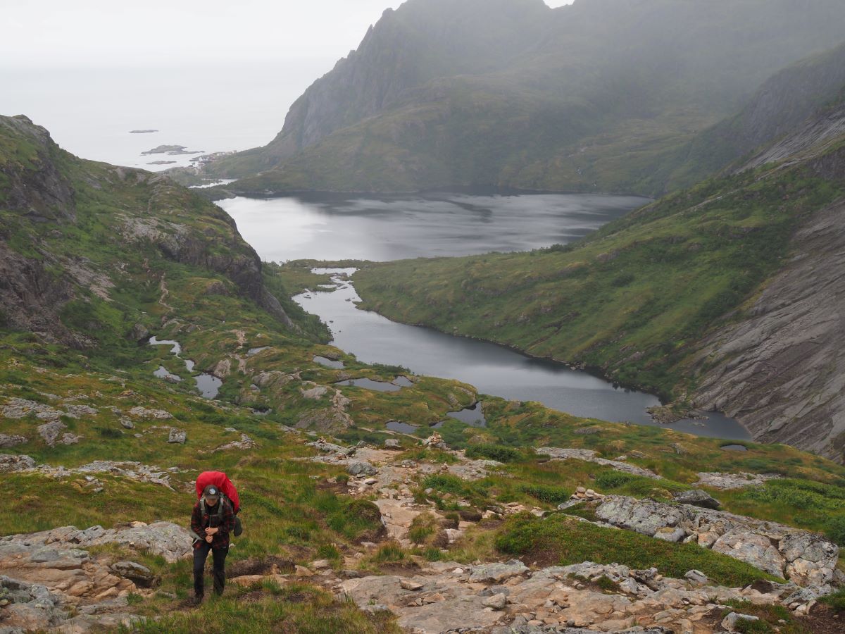 hiking up to Munkebu in Lofoten.