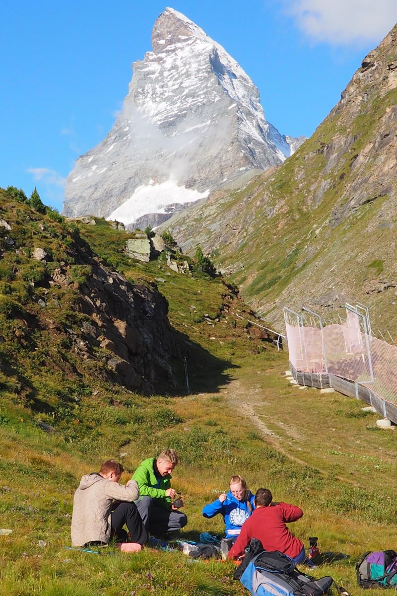 Having breakfast underneath the Matterhorn